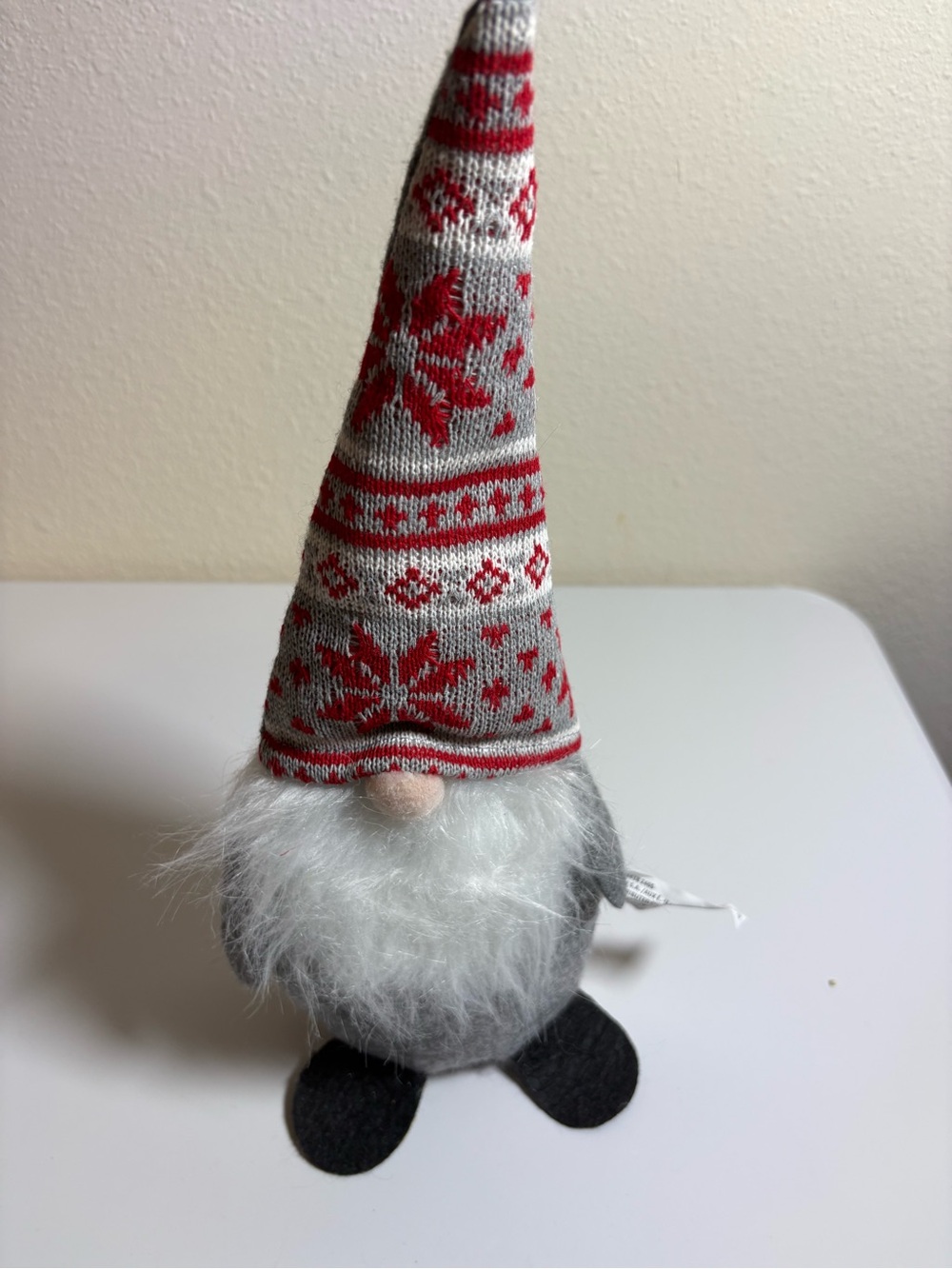 Gray & Red Holiday Gnome Figurine